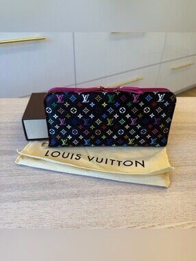 Louis Vuitton Multicolor Monogram ZipWallet - Black with Pink Trim